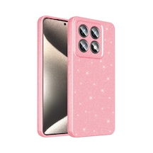 Lexroo Xiaomi 14t Pro Kılıf Kamera Korumalı Simli Lüks Koton Kılıf - Açık Pembe