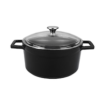 Lava Döküm Yuvarlak Tencere Cam Kapaklı Glaze 28 CM