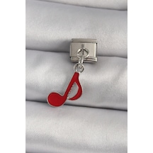 316l Çelik Gümüş Renk Kırmızı Nota Model Nomination Charm Çok Renkli