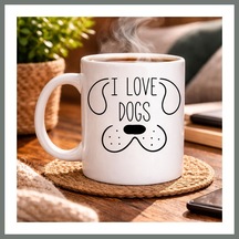 Mmb-trade Köpek Severlere Özel I Love Dogs Kupa Model 182 Sevimli Köpek Tasarımlı Porselen Kahve Kupası Hediyelik Kupa Mmbz Diğer