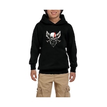 Zepplin Giyim God Of War Skull Kratos Siyah Çocuk Kapşonlu Sweatshirt Siyah