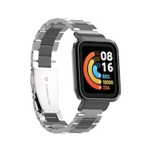 Mobilteam Xiaomi Redmi Watch Mi Watch Lite Uyumlu Krd-60 Metal Kordon-gümüş-siyah