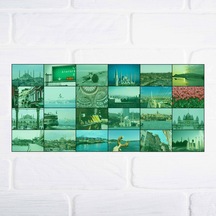 İstanbul Pinterest Yeşil Duvar Posteri Kolaj 24 Adet 10x15 Cm