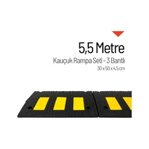 Kauçuk Rampa Set, Otopark Rampası, Kaldırım Rampası 30 X 50 X 4,5 Cm - 3 Bantlı - 5,5 Metre-3899
