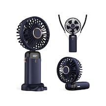 Taşınabilir Usb Vantilatör, 4200mah Şarjlı El Tipi Fan, Led Ekranlı, 3'ü 1 Arada El/boyun/masa Fanı, Yaz, Ofis, Seyahat İçin, Kadınlar, Kızlar Ve Çocuklara Lacivert