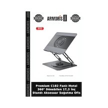 Premium C182 Fanlı Metal 360 Dönebilen 17,3 İnç Standı Aksesuar Soğutma Ofis