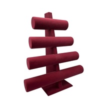 Yerli Üretim Süet Kumaş Bordo Renk Dört Kademeli 38/34 Cm Bileklik-saat Sergileme Standı Çok Renkli