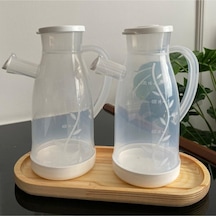Bayev Ahşap Standlı 2'li 700 Ml Damlatmaz Özellikli Yağlık Seti
