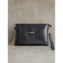 Nealirsanall.com Kadın Zincir Askılı Portföy Çanta - Gold Detaylı Bilek Askılı Clutch Çanta Beyaz