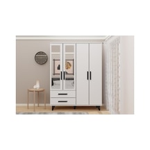 Ayaklı Aynalı Modern Tasarımlı Siyah Kulplu Model Ahşap - Siyah