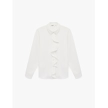 Koton Regular Fit Uzun Kollu Düğmeli Klasik Yaka Volanlı Gömlek Ekru 6sak60288uw Ekru