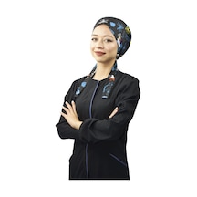 Tesettür Lacivert Çiçekli Doktor Hemşire Hastane Aşçı Tesettür Ce Siyah