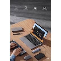 9 U 1 Arada Usb-c Hub 4k 60hz Hdmı Vga 3x Usb 3.0 Rj45 Sd Tf Kart Okuyucu 100w Pd