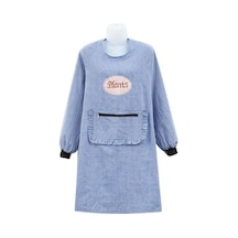 Mavi Temizleyici Ürünler Kadın Uzun Kollu Yağ Geçirmez Pamuk Ev Mutfak Pişirme Temiz Önlük Cep Önlük