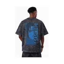 Sasuke Uchiha Naruto Anime Karakterler Baskılı Unisex Oversize Es Siyah