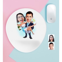 Kişiye Özel Evleniyoruz Karikatürlü Bilek Destekli Mouse Pad-4