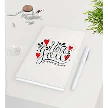 Kişiye Özel Sevgililer Günü Beyaz Defter Kalem Seti-76