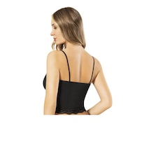 Lusistore Crop Bluz Takım Askılı Dantelli Pedli Büstiyer Bralet %95 Pamuk siyah
