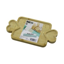 Dikdörtgen 3 Bölmeli 2in1 Kalp Kulp - Bölme + 1 Ahşap Bambu Servis Sunum Tepsi - Tahtası 25 X 14 X 1.4cm Bx40 Çok Renkli