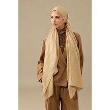 İmannooor Dama Desen Deve Naia Pamuk Şal 70x200