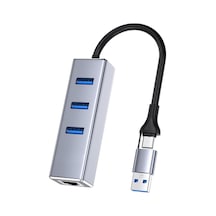 Alfalink Al-u222 10/100/1000mbps Type-c & Usb 3.0 Ethernet & Usb Hub Adaptör