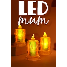 Tr 3 Adet Led Mum Simli Tipi Pil Dahil Dumansız Alev Ledli Yapay Dekoratif Mum Işığı Orta Pt421 Diğer