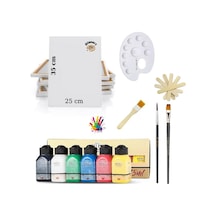 Lüks Akrilik Boya Seti 6x75 Ml Artdeco Lu Set İpek Fırçalı + 25x35 Tuval Sanatsal Set Canlı Renkler