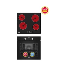 Simfer 4 Fonksiyon Trend Dijital Siyah Power Turbo Elektrikli 2'li Ankastre Set (Fırın + Elektrikli Ocak)