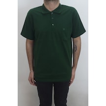 Dmctekstil Erkek Düz Klasik Kesim Rahat Kalıp Tek Cepli Polo Yaka Tişört Koyu Yeşil