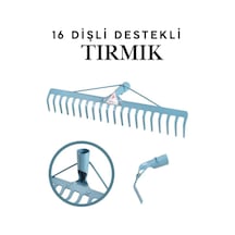 Füze 16 Tırmık 16 Dişli Takviyeli Çelik Bahçe Tırmığı - 4 Mm Kalınlık 56 Cm Bahçe Tarla Tırmığı