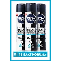 Men Erkek Sprey Deodorant Black&white Invisible Fresh, Ter Ve Ter Kokusuna Karşı 48 Saat Anti-perspirant Koruma 150ml X3 Adet