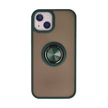 Apple iPhone Uyumlu 15 Kılıf Montreal Yüzüklü Silikon Kapak - Yeşil Bz8683140613761