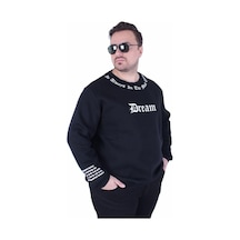 Starbattal Büyük Beden Bisiklet Yaka 3ip Sweat Dream 25715 Sıyah Siyah