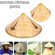 Naturel Renk Cambodia Kamboçyalı Vietnam Şapkası Pvc Hasır Açık Mavi