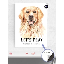 Golden Retriever Köpek Lets Play Hayvan Poster - Afiş - Dekoratif Duvar Posteri