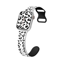 Apple Uyumlu  Watch  10. Seri 42mm Leopar Desenli İç Kabartmalı Yumuşak Silikon Kordon Premium Kalite