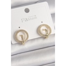 Mey İthalat Pirinç Gold Renk Zirkon Taşlı Halka Model Kadın Küpe - Özel Seri Meyeb676aaae589843f1cff03a7e8 altın