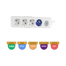 Viko Multi-let 4'lü Grup Priz Anahtarlı Topraklı Çocuk Korumalı 3 Metre Beyaz - 90117403
