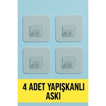 4 Adet 7x7cm Yedek Süper Güçlü Yapışkanlı Askı, 20kg Banyo - Mutfak Raf Tutucu Sticker, Delmesiz Şef Diğer