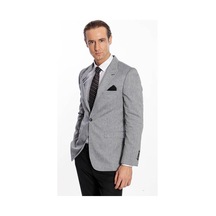 Wessi Sivri Yaka Slim Fit Füme Erkek Ceket Füme