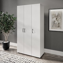 Soft 3 Kapaklı Beyaz Gardırop, Elbise Dolabı