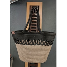 Doğal Hasır Jüt El Örmesi Günlük Kullanım Ve Plaj İçin Uygun Bayan Çanta-bej Siyah Trikotlu Bej - Siyah Doğal Hasır Jüt El Örmesi Günlük Kullanım Ve Plaj İçin Uygun Bayan Çanta-bej Siyah Trikotlu Bej - Siyah