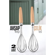Ahşap Saplı Çelik Çırpıcı - Yumurta Ve Sos Çırpıcı, Mutfak Çırpıcısı, Çırpma Teli 721639 Çelik Diğer