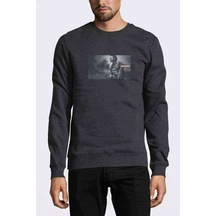 The Walking Dead Collection Baskılı Füme Erkek Örme Sweatshirt (528895811)