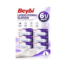 Beybi Lateks Eldiven Pudralı Large 100'lü 6 Adet