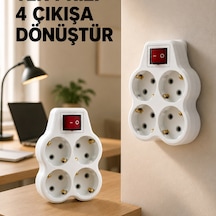 Anahtarlı 4 Lü Priz Adaptörü Direkt Duvar Prizine Takılan Priz Çoklayıcı 2 Li Set Diğer