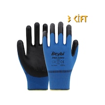 Beybi Polyester-nitril İş Eldiveni Pn5 Zebra No: 10 Mavi - 3 Çift