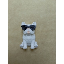 Gözlüklü - Beyaz Bulldog Magnet