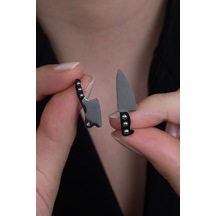 Takı Dükkanı  Chef Küçük Boy 1 Satır 1 Bıçak Çelik Küpe Çifti Mse21 Çok Renkli