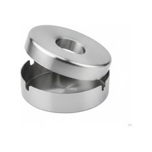 Paslanmaz Çelik Metal Küllük 12 Cm Yuvarlak, Kapaklı Ve Dayanıklı Tasarım